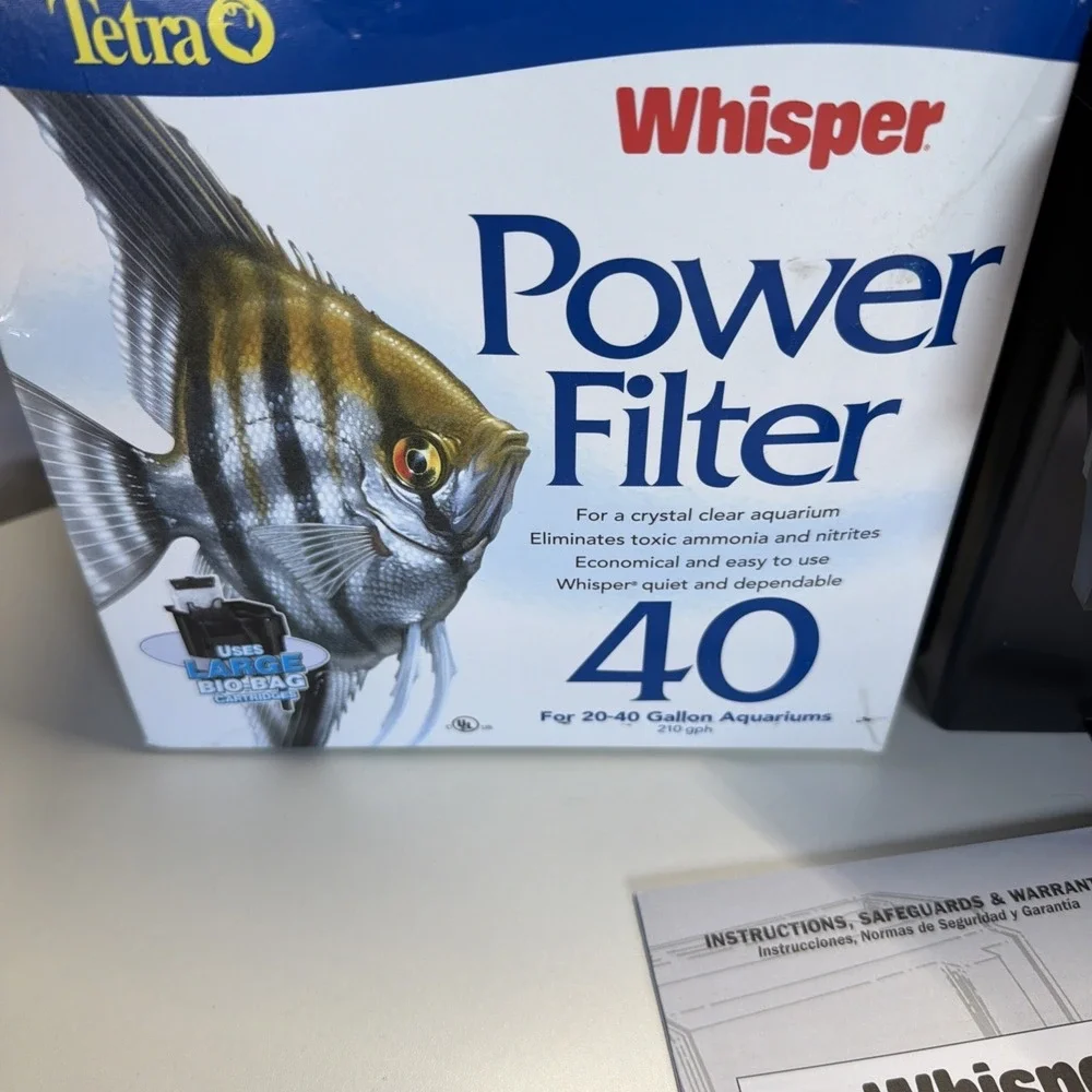 TETRA WHISPER 40 POWER FILTER 200 GPH for  AQUARIUMS up to 40 GALLONS